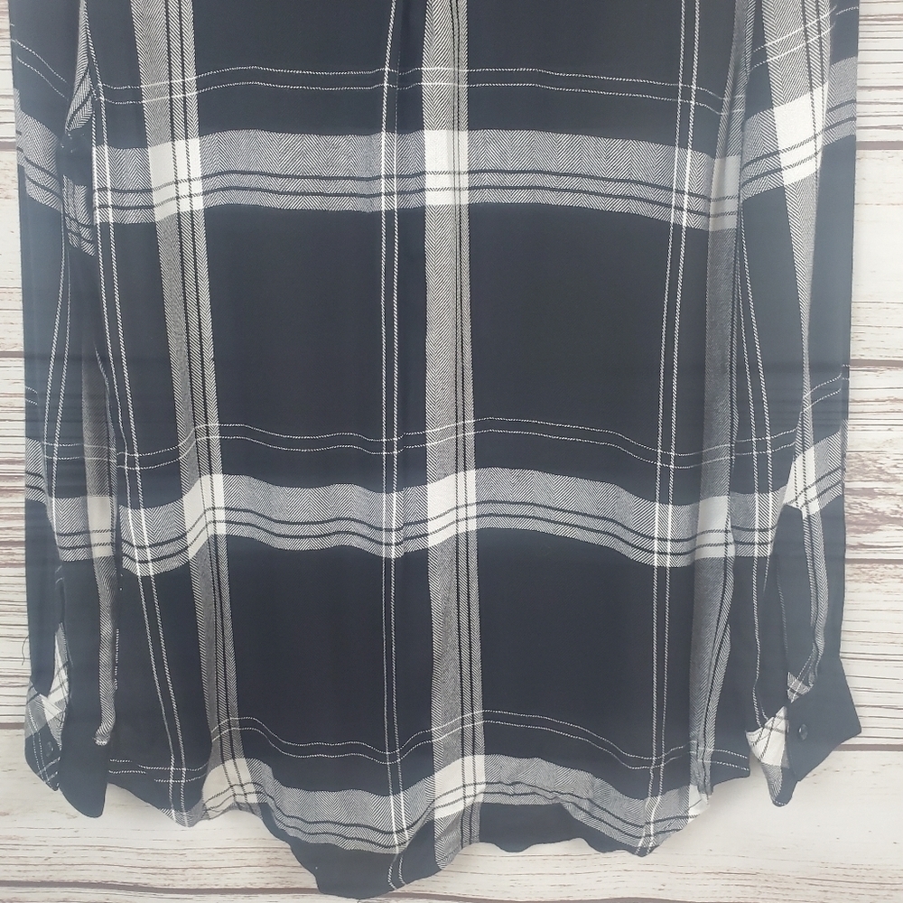NWT Rails Womens Small Hunter Black & Bone Plaid Long Sleeve Button Down Shirt - Picture 6 of 8